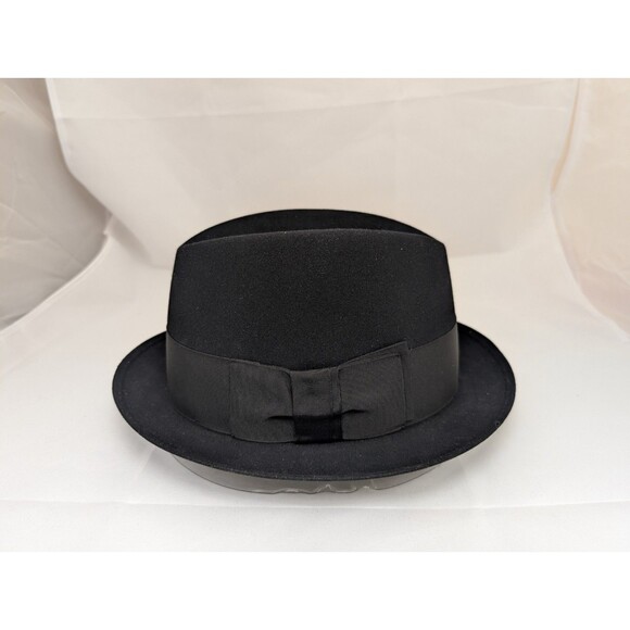 Stetson Men's Black The Stetsonian Classic Fedora Hat Size 7 1/8 - Picture 1 of 7